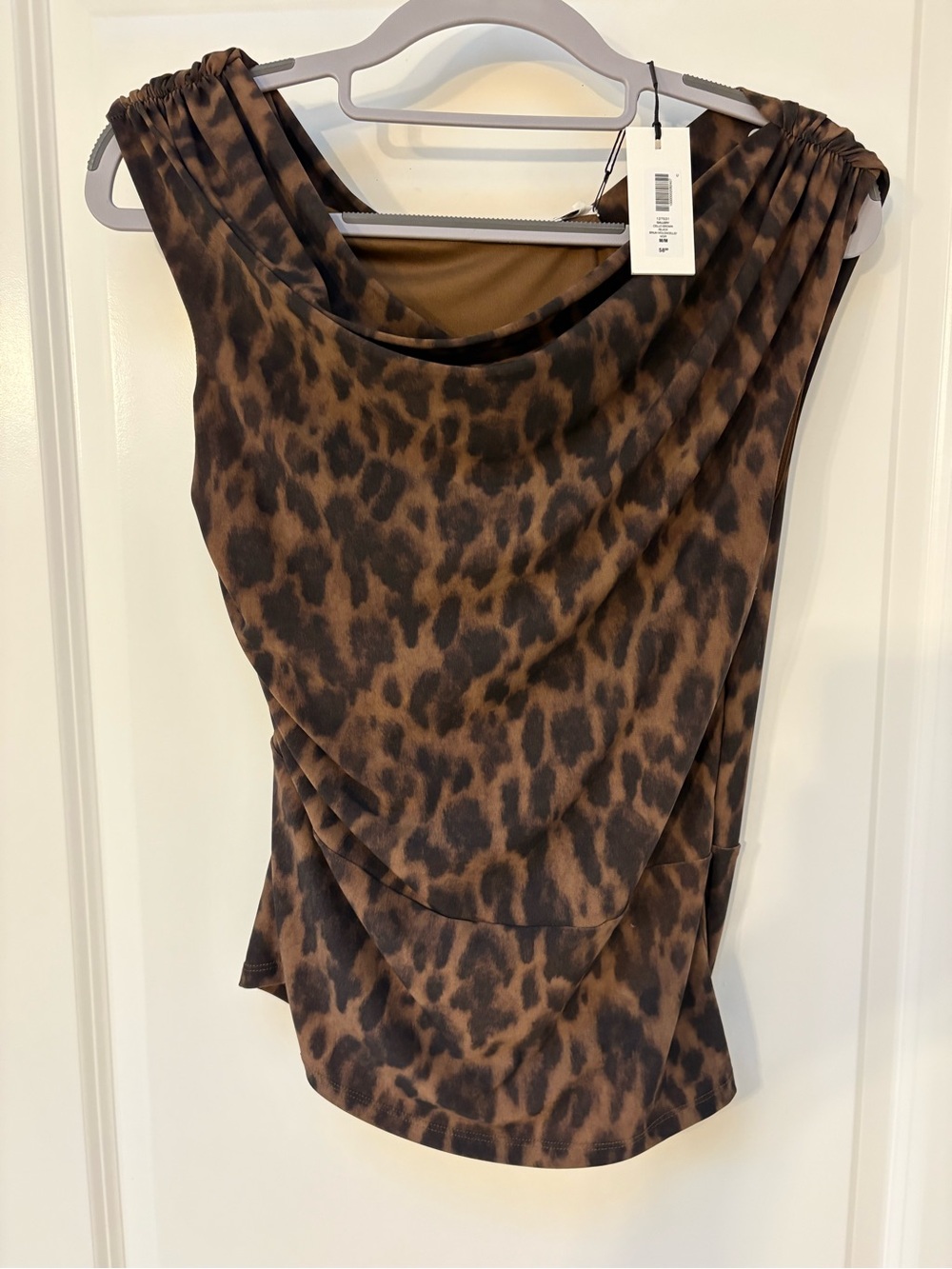 Aritzia Brown Leopard Draped Tank Top
